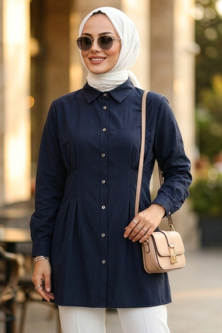 Dart Detail Navy Modest Tunic 10500L - 