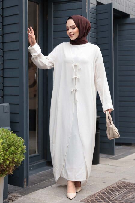 Dress Ecru Modest Two-Piece Set 76091E - NEVA STYLE