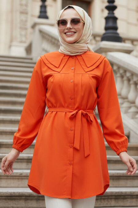 Buttoned Orange Modest Tunic 20228T - 