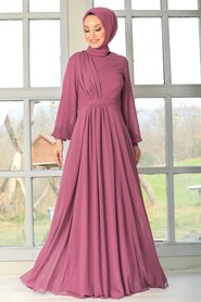 Dusty Rose Hijab Evening Dress 54380GK - 1