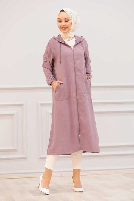 Dusty Rose Hijab Coat 14650GK - NEVA STYLE