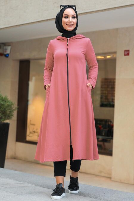 Dusty Rose Hijab Coat 22560GK - NEVA STYLE