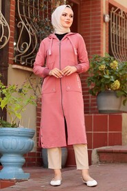 Dusty Rose Hijab Coat 4402GK - 2