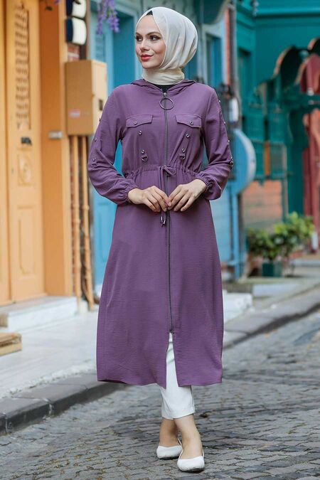 Dusty Rose Hijab Coat 502GK - NEVA STYLE