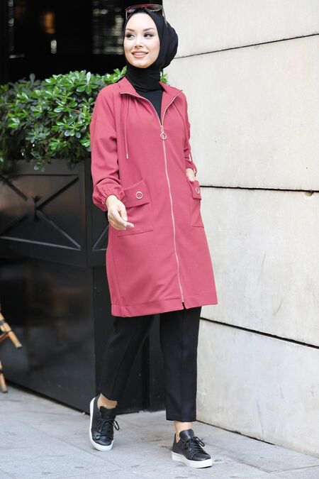 Dusty Rose Hijab Coat 8862GK - NEVA STYLE