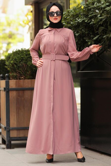 Dusty Rose Hijab Daily Dress 12580GK - NEVA STYLE