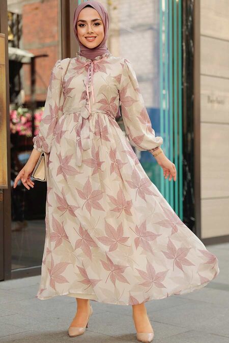Dusty Rose Hijab Dress 10405GK - NEVA STYLE