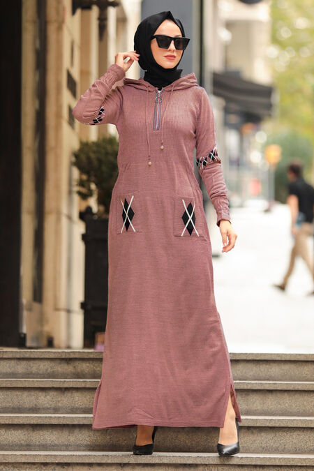Dusty Rose Hijab Dress 2243GK - NEVA STYLE