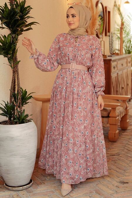 Dusty Rose Hijab Dress 2270GK - NEVA STYLE