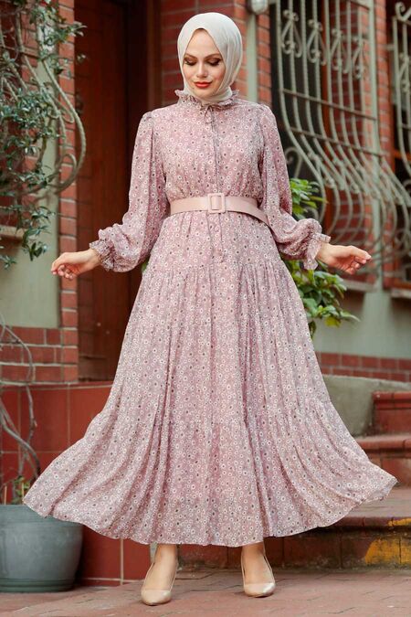 Dusty Rose Hijab Dress 2298GK - NEVA STYLE