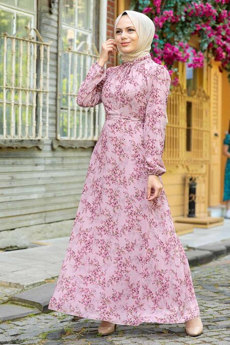 Dusty Rose Hijab Dress 279011GK - NEVA STYLE