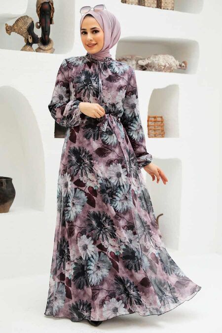 Dusty Rose Hijab Dress 279039GK - NEVA STYLE