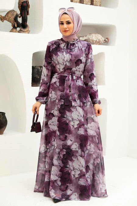 Dusty Rose Hijab Dress 279054GK - NEVA STYLE