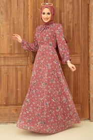 Dusty Rose Hijab Dress 27924GK - 1