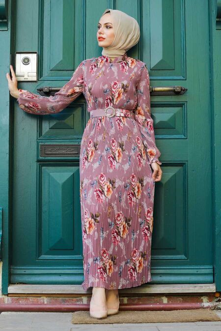 Dusty Rose Hijab Dress 2894GK - NEVA STYLE