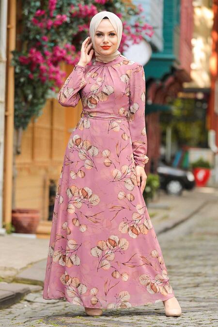Dusty Rose Hijab Dress 29250GK - NEVA STYLE