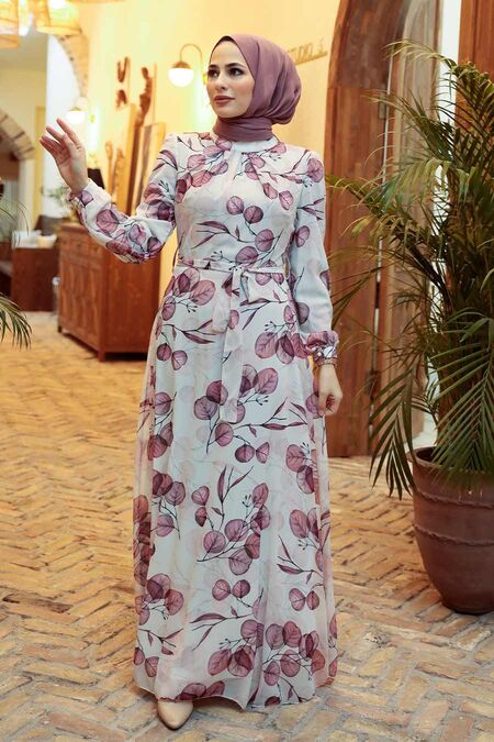 Dusty Rose Hijab Dress 29251GK - NEVA STYLE