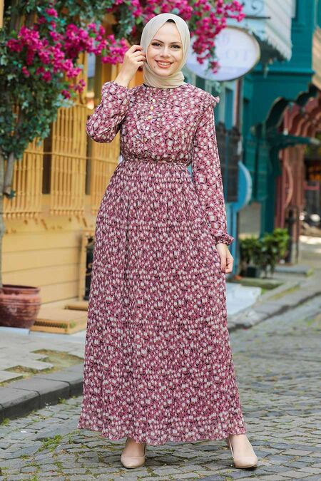 Dusty Rose Hijab Dress 2963GK - NEVA STYLE