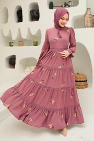 Dusty Rose Hijab Dress 3403GK - 1