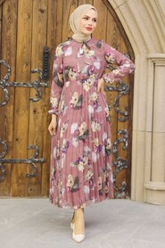 Dusty Rose Hijab Dress 50191GK - 2