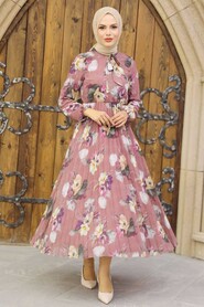 Dusty Rose Hijab Dress 50191GK - 3