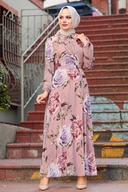 Dusty Rose Hijab Dress 7102GK - 1
