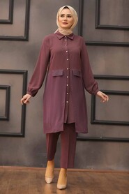 Dusty Rose Hijab Dual Suit Dress 14801GK - 1