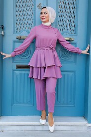 Dusty Rose Hijab Dual Suit Dress 1488GK - 1