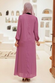  Modern Dusty Rose Islamic Long Sleeve Dress 12951GK - 2