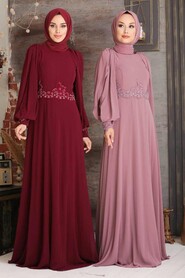 Dusty Rose Hijab Evening Dress 20730GK - 2