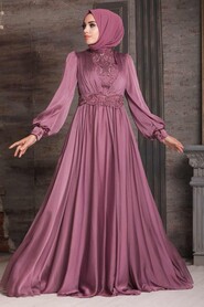 Luxorious Dusty Rose Hijab Evening Dress 21540GK - Neva-style.com