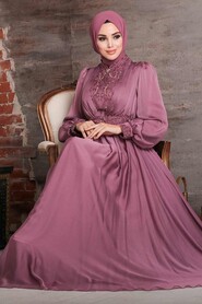  Luxorious Dusty Rose Hijab Evening Dress 21540GK - 3