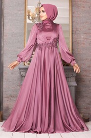  Satin Dusty Rose Islamic Engagement Dress 21630GK - 1