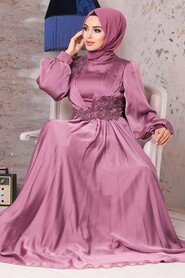  Satin Dusty Rose Islamic Engagement Dress 21630GK - 2