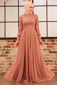 Neva Style - Modern Dusty Rose Islamic Clothing Prom Dress 21780GK - Thumbnail