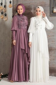Neva Style - Modern Dusty Rose Islamic Bridesmaid Dress 21930GK - Thumbnail