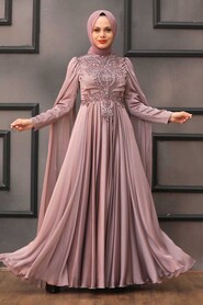  Long Dusty Rose Islamic Clothing Wedding Dress 22001GK - 2