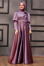  Satin Dusty Rose Muslim Engagement Dress 22080GK - 1