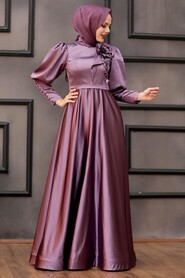  Satin Dusty Rose Muslim Engagement Dress 22080GK - 2