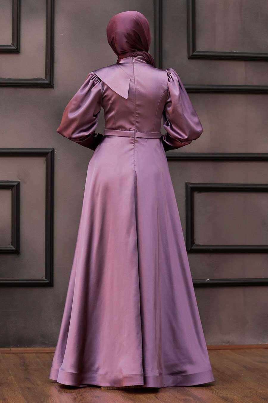 Purple Satin Evening Gown With Rhinestone Top Design – Luxury Divas