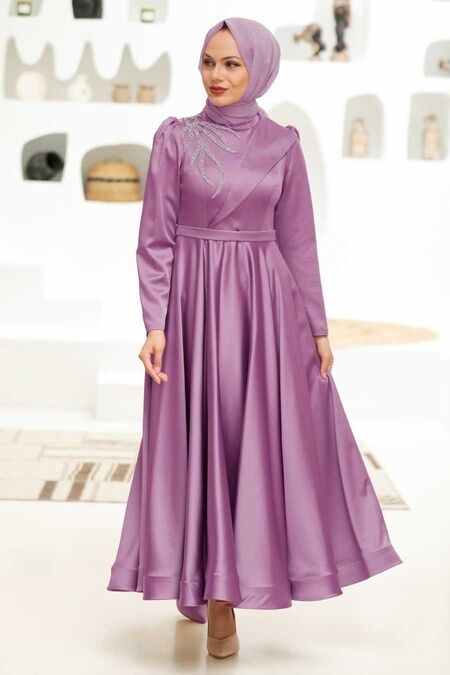  Luxury Dusty Rose Islamic Wedding Dress 22260GK - NEVA STYLE