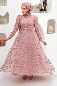  Dusty Rose Turkish Hijab Wedding Dress 22510GK - 1