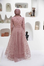  Dusty Rose Turkish Hijab Wedding Dress 22510GK - 2