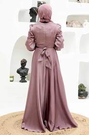  Satin Dusty Rose Modest Islamic Clothing Wedding Dress 3064GK - 2