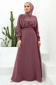  Long Dusty Rose Islamic Wedding Dress 3305GK - 1