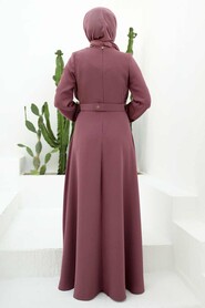  Long Dusty Rose Islamic Wedding Dress 3305GK - 4