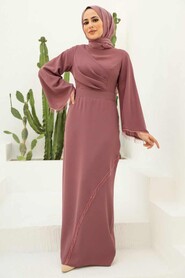 Stylish Dusty Rose Muslim Wedding Gown 33150GK - 1