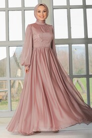 Dusty Rose Hijab Evening Dress 33190GK - 2