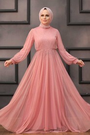  Luxury Dusty Rose Islamic Engagement Gown 3497GK - 1