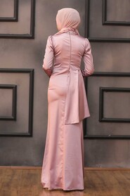 Dusty Rose Hijab Evening Dress 3501GK - 2